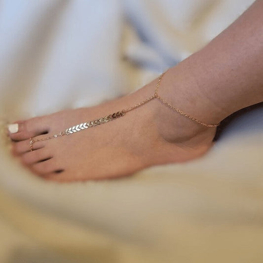 Bohemian Gold Anklet Toe Ring Barefoot Sandal Ankl