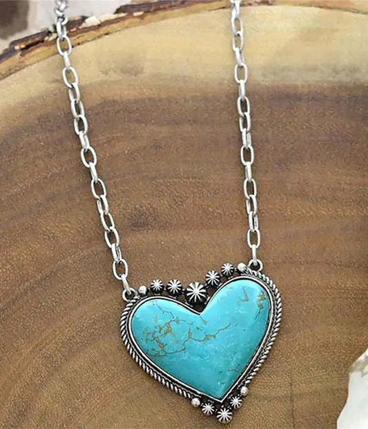 VINTAGE TURQUOISE HEART NECKLACE