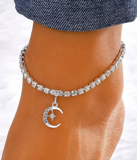 RHINESTONE MOON ANKLET